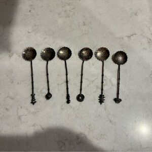 Set of 6 Vintage 950 Silver Japanese Demitasse Spoons